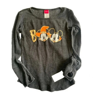 Disney Mickey & Minnie Mouse Boo Girls Black Long Sleeve Shirt 6/S Halloween New